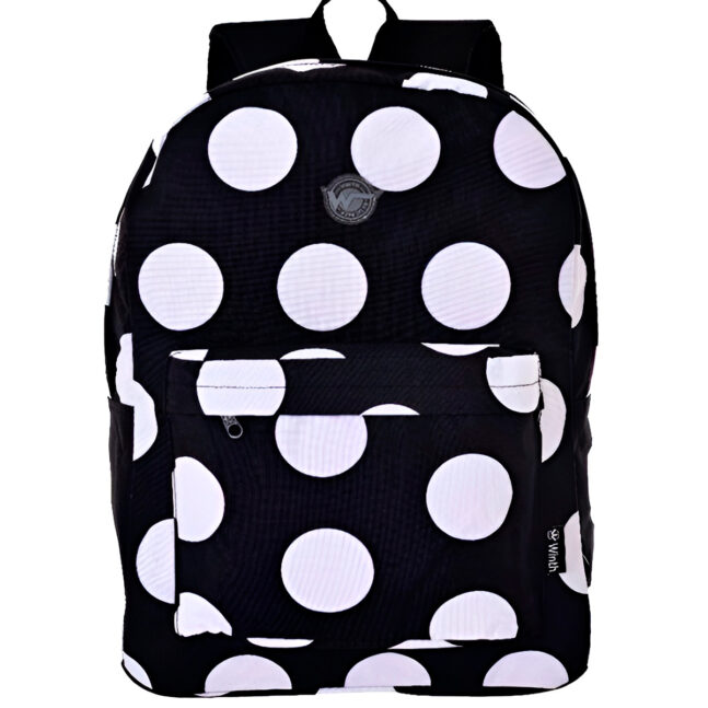 Mochila de Costas Feminina Juvenil Básica Bolinhas Cor:Preto