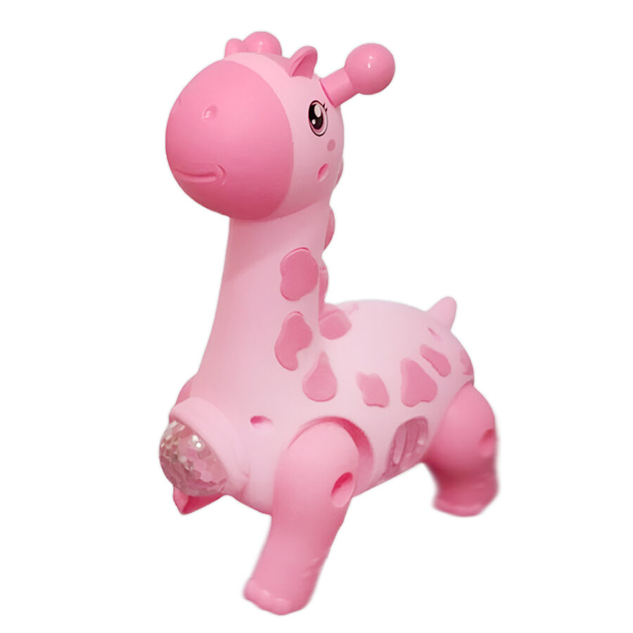 Girafa Brinquedo Infantil Dançante Robô Som Luz Crianças Bebe Cor:Rosa