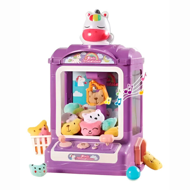 Mini Máquina de Ursinhos Pelúcia Jogo Garra Arcade Cor:Roxo