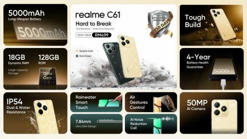 Smartphone Realme C61 8/256Gb Nfc - Dourado