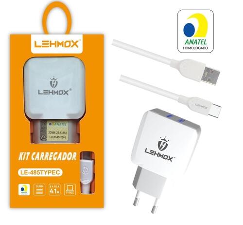 Carregador 2 Usb + Cabo Tipo C 1,2M Le-485 Lehmox