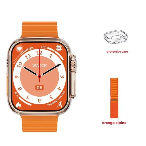 Smartwatch W69 Ultra Mini 45Mm Com Pulseira Extra E Case Bússola Nfc Temperatura Corporal Jogos - Rosê Gold